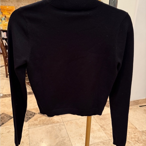 Fleur Du Mal Black Rose / Dagger Cropped Women's Knit Top Size M - Picture 6 of 7